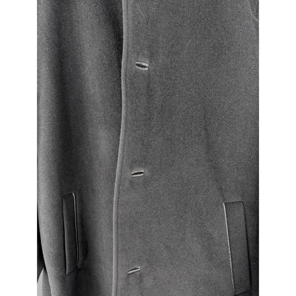Cole Haan Mens Wool Cashmere Blend Car Coat Black‎ Lambskin Trim Size L Warm - Picture 9 of 13
